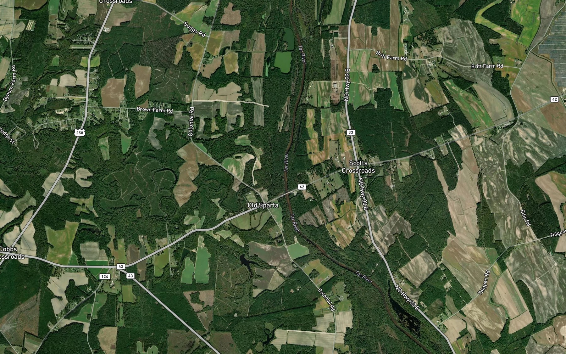 Satellite map of the Town Creek