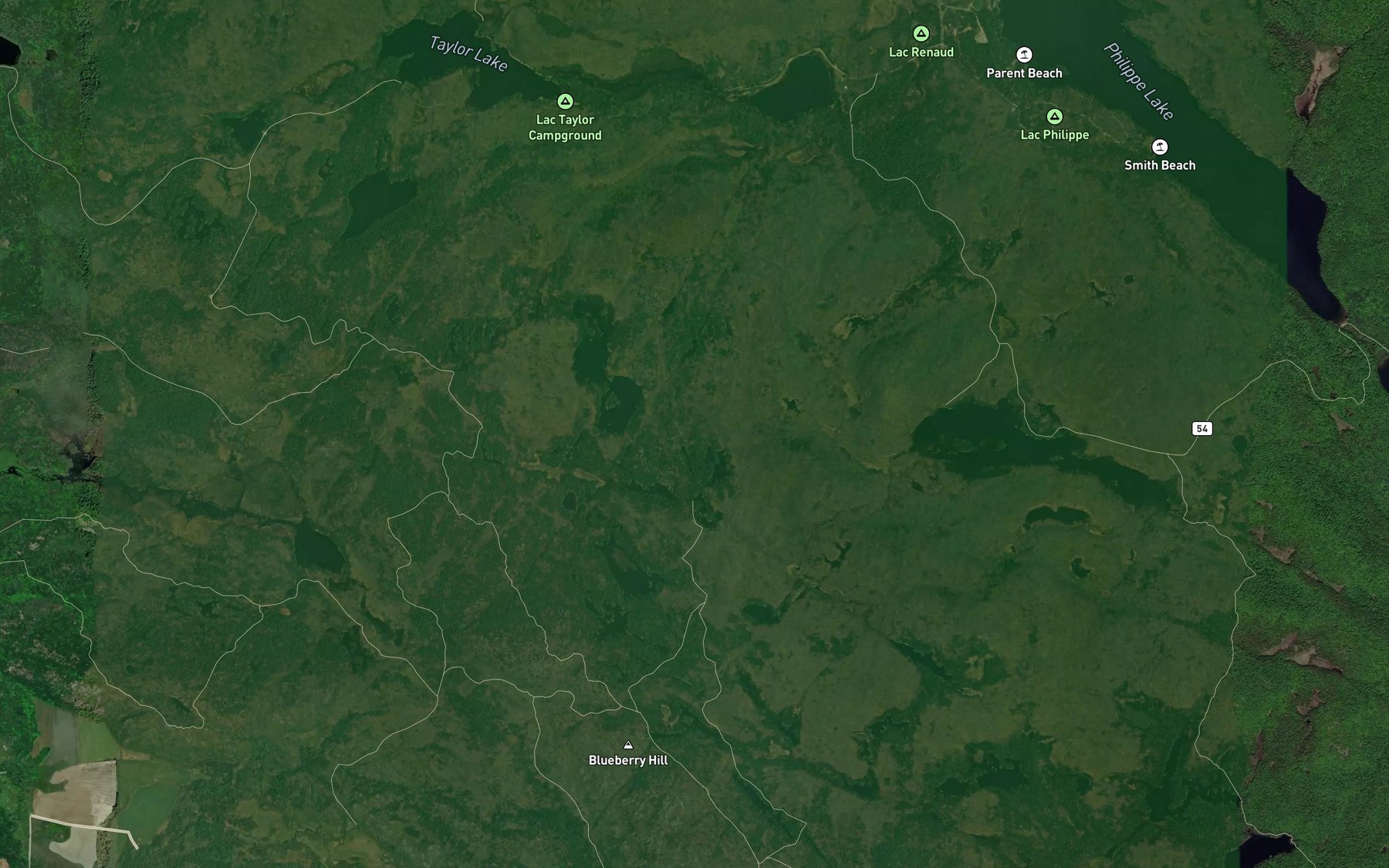 Satellite map of the Lacs Jumeaux