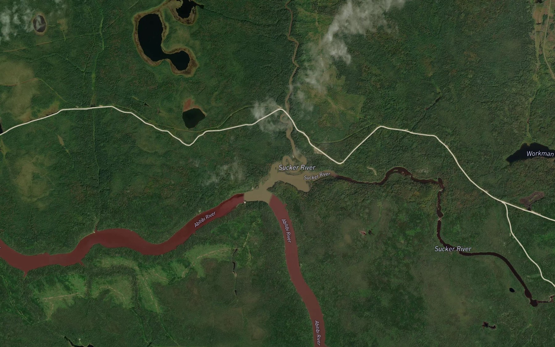 Satellite map of the Jawbone Creek