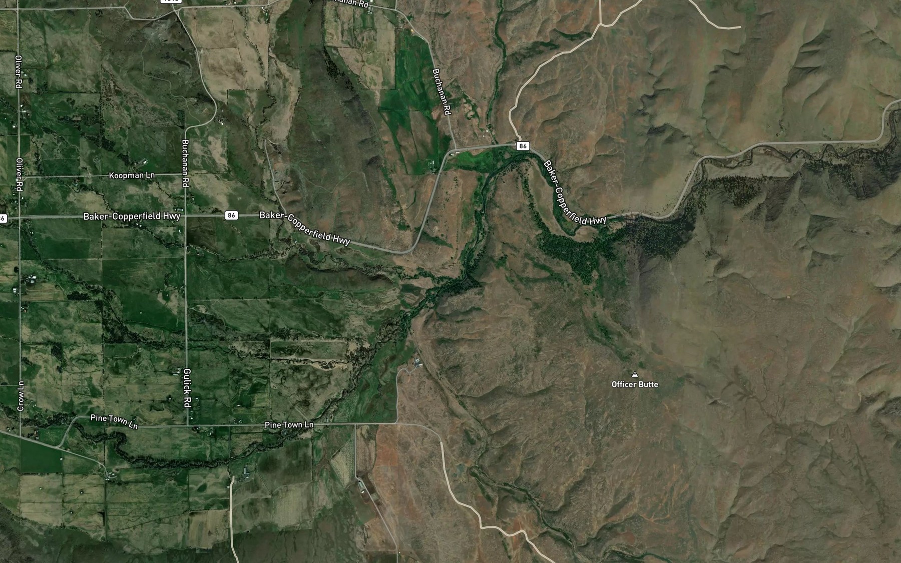 Satellite map of the Dry Creek