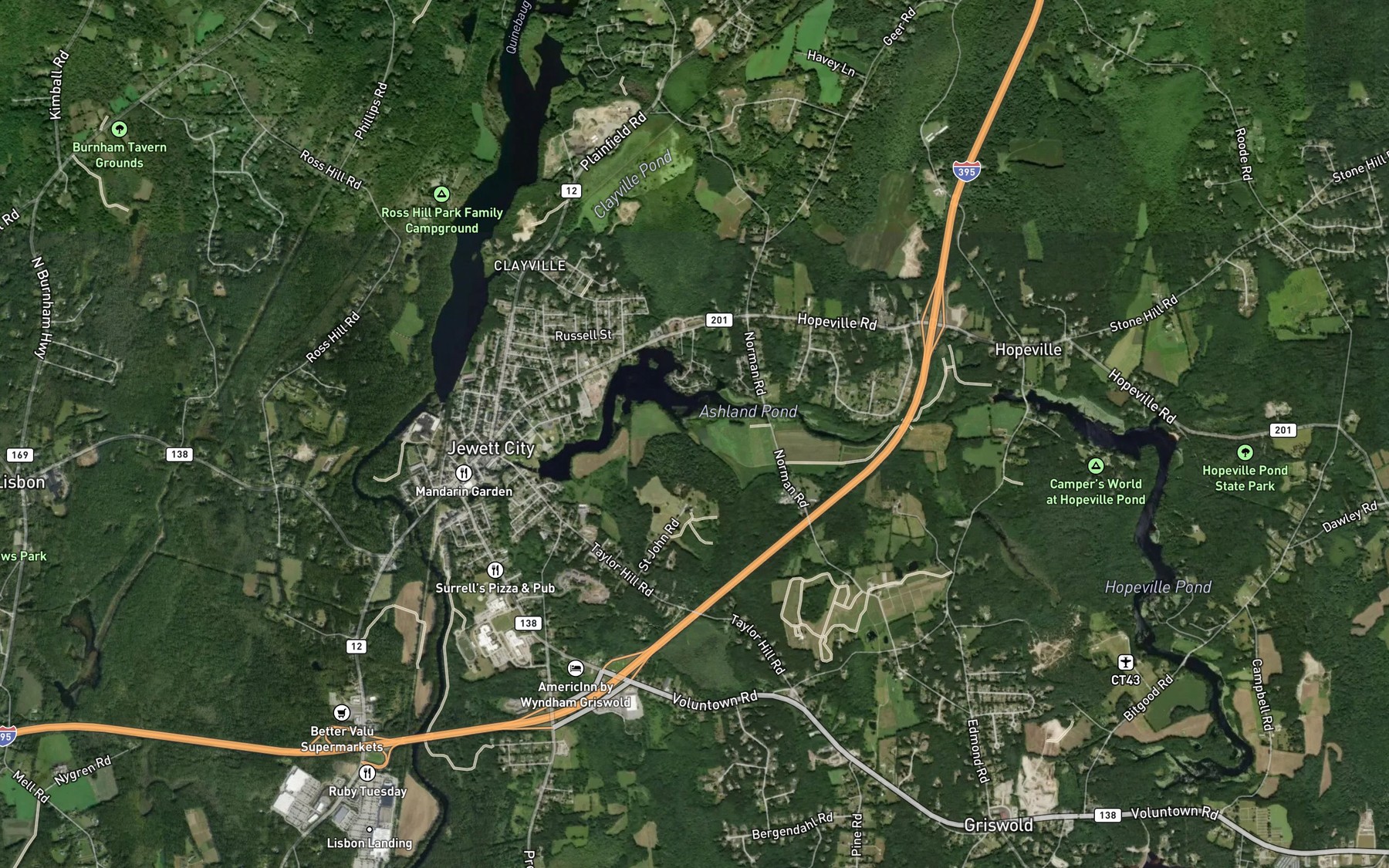 Satellite map of the Norman Brook