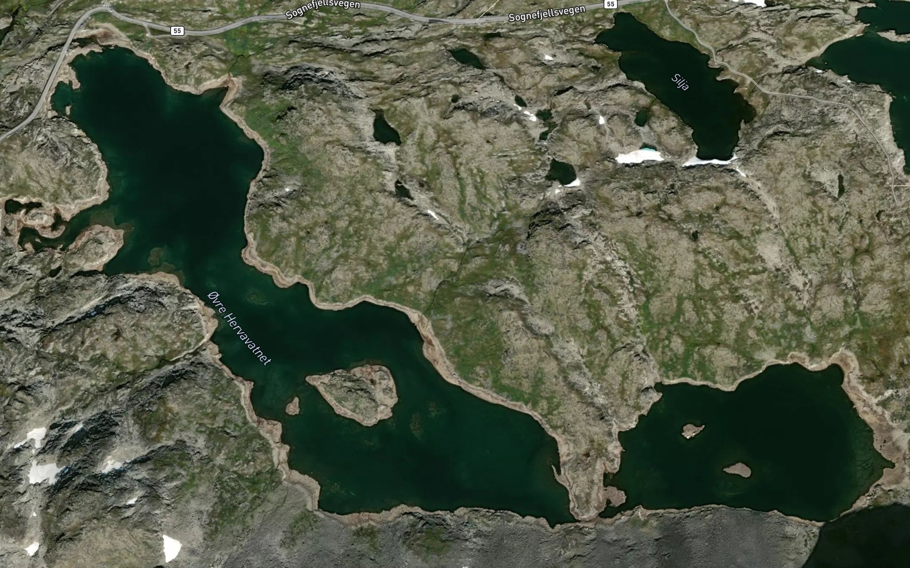 Satellite map of the Hervavatnet,ovre