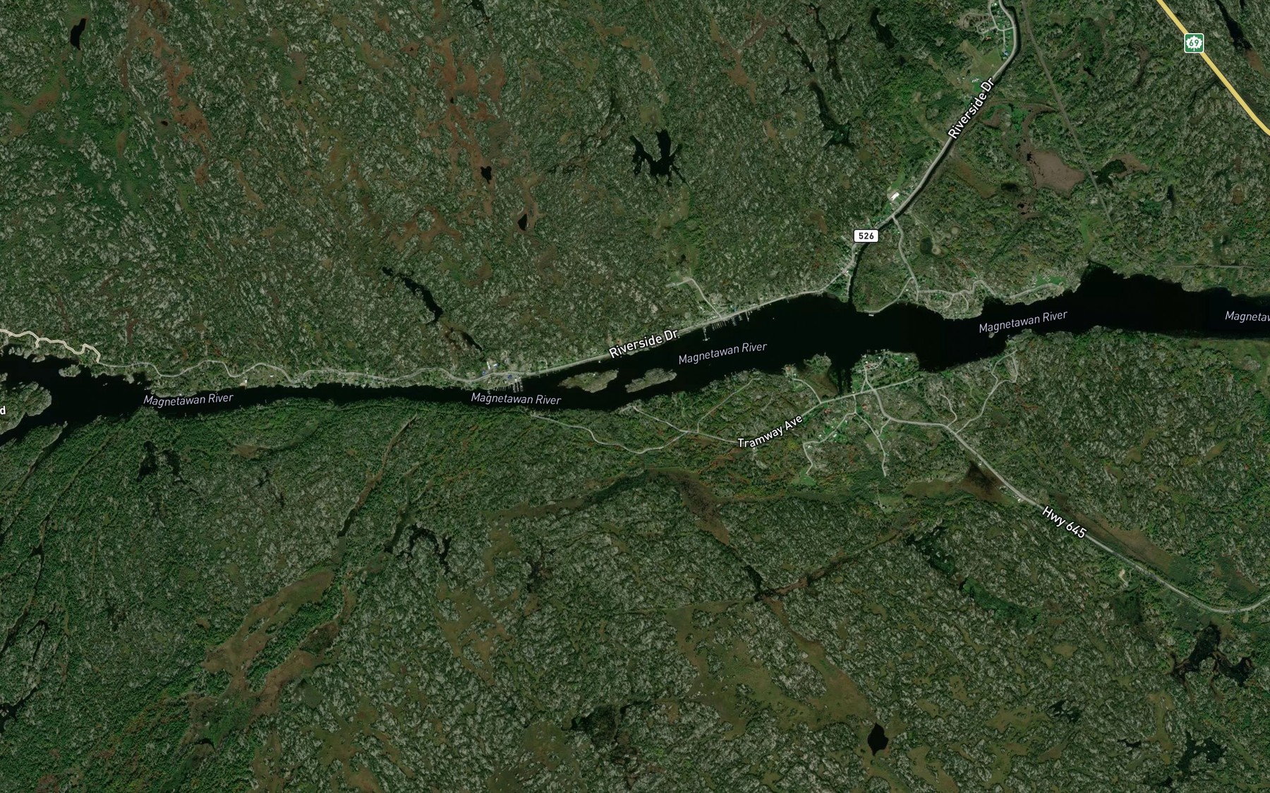 Satellite map of the Rabbit Narrows