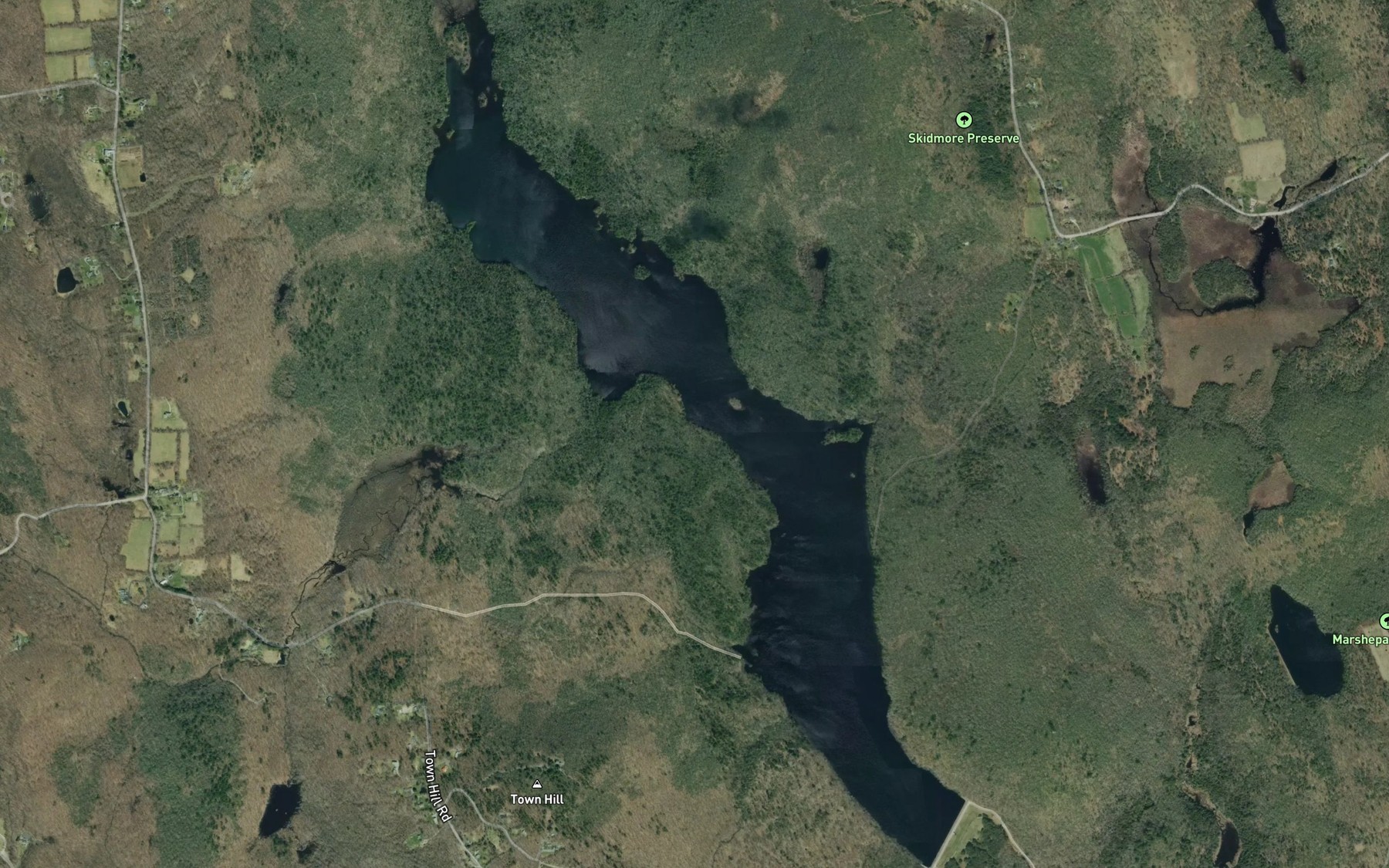 Satellite map of the Upper Shepaug Reservoir