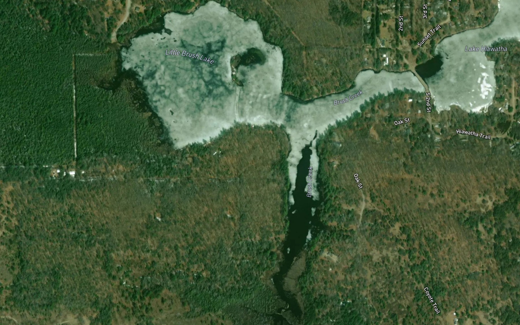 Satellite map of the Little Brush Lake