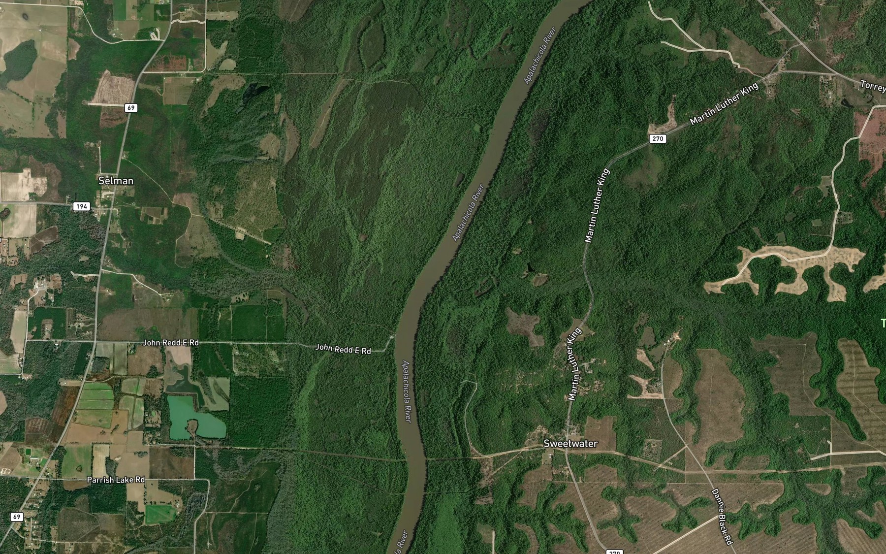 Satellite map of the Sweetwater Creek