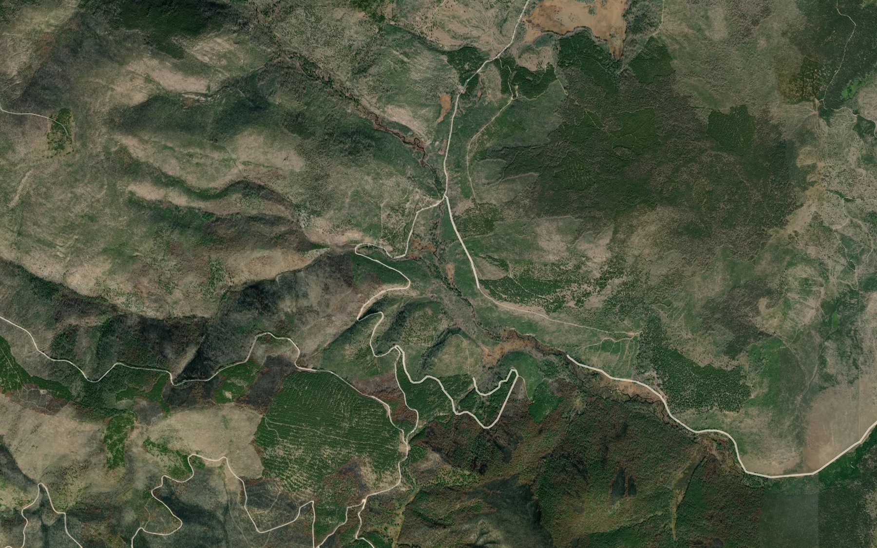 Satellite map of the South Fork Tie Creek