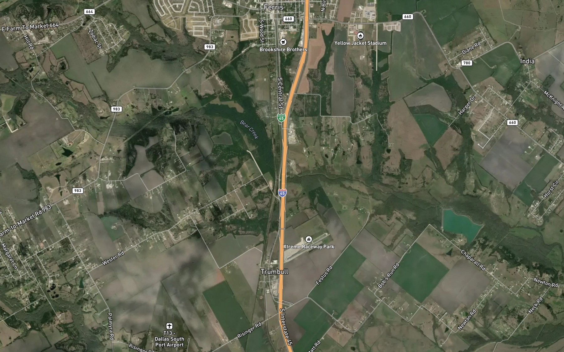 Satellite map of the Long Branch