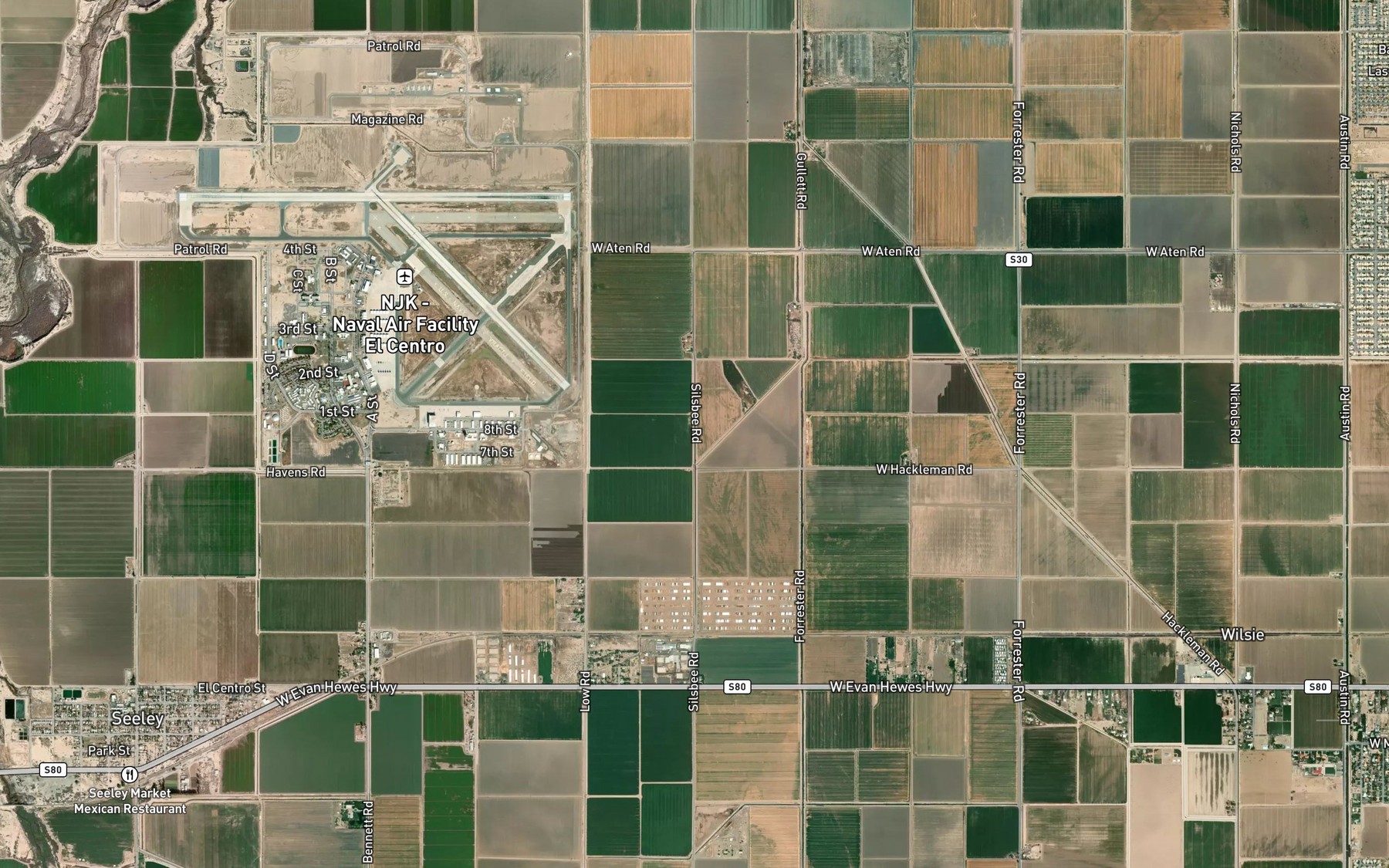 Satellite map of the Elm Lateral Four