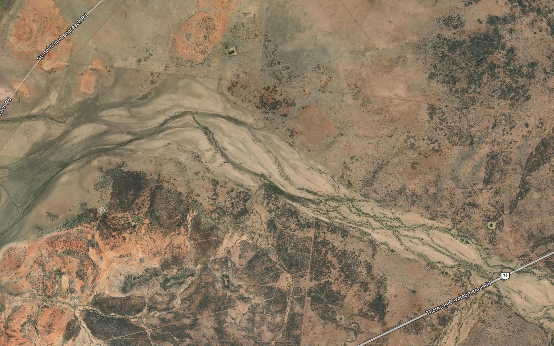 Satellite map of the Emu Creek