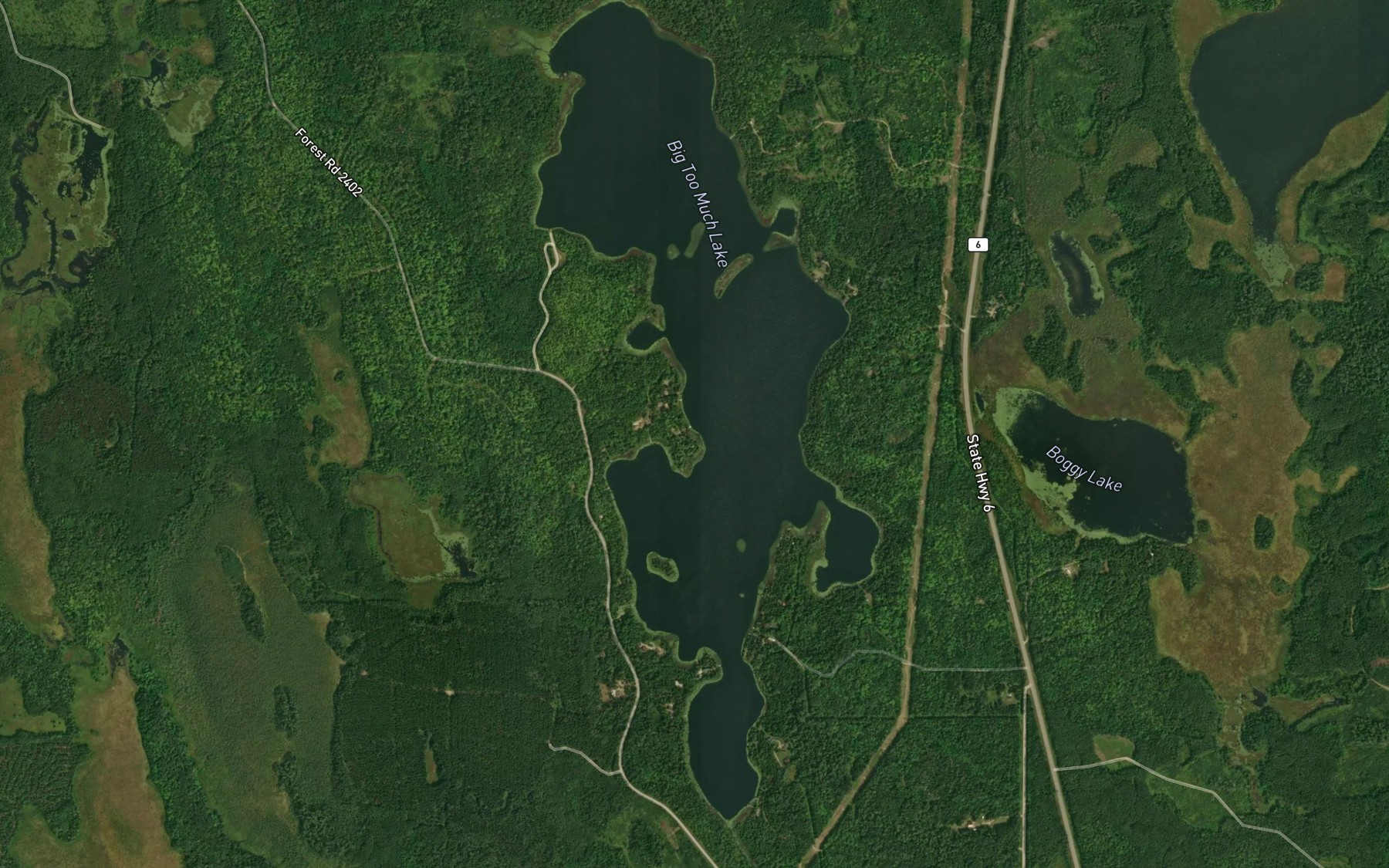 Satellite map of the Big Too Much Lake