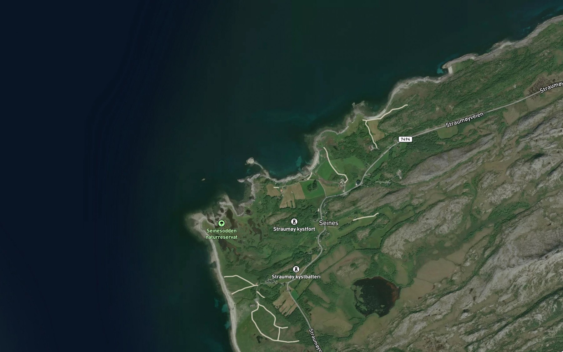 Satellite map of the Seinessjoen