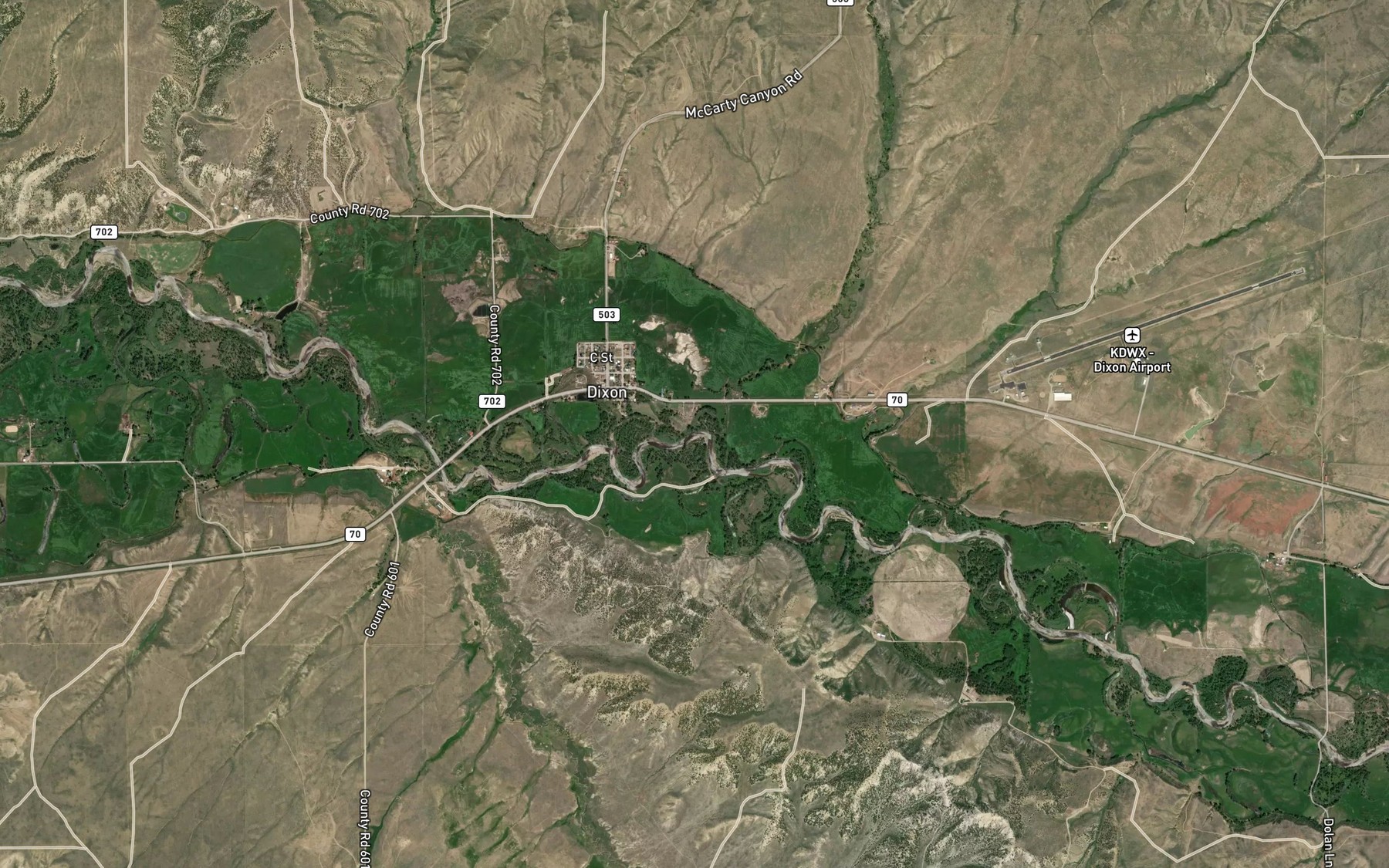 Satellite map of the Cottonwood Creek