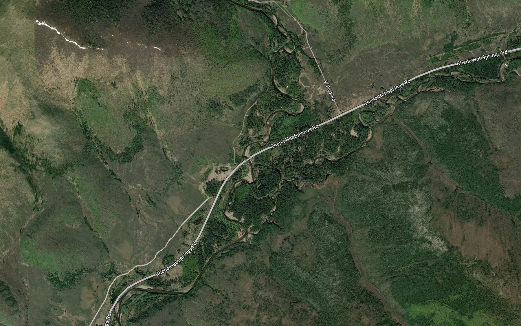 Satellite map of the North Fork Chena River