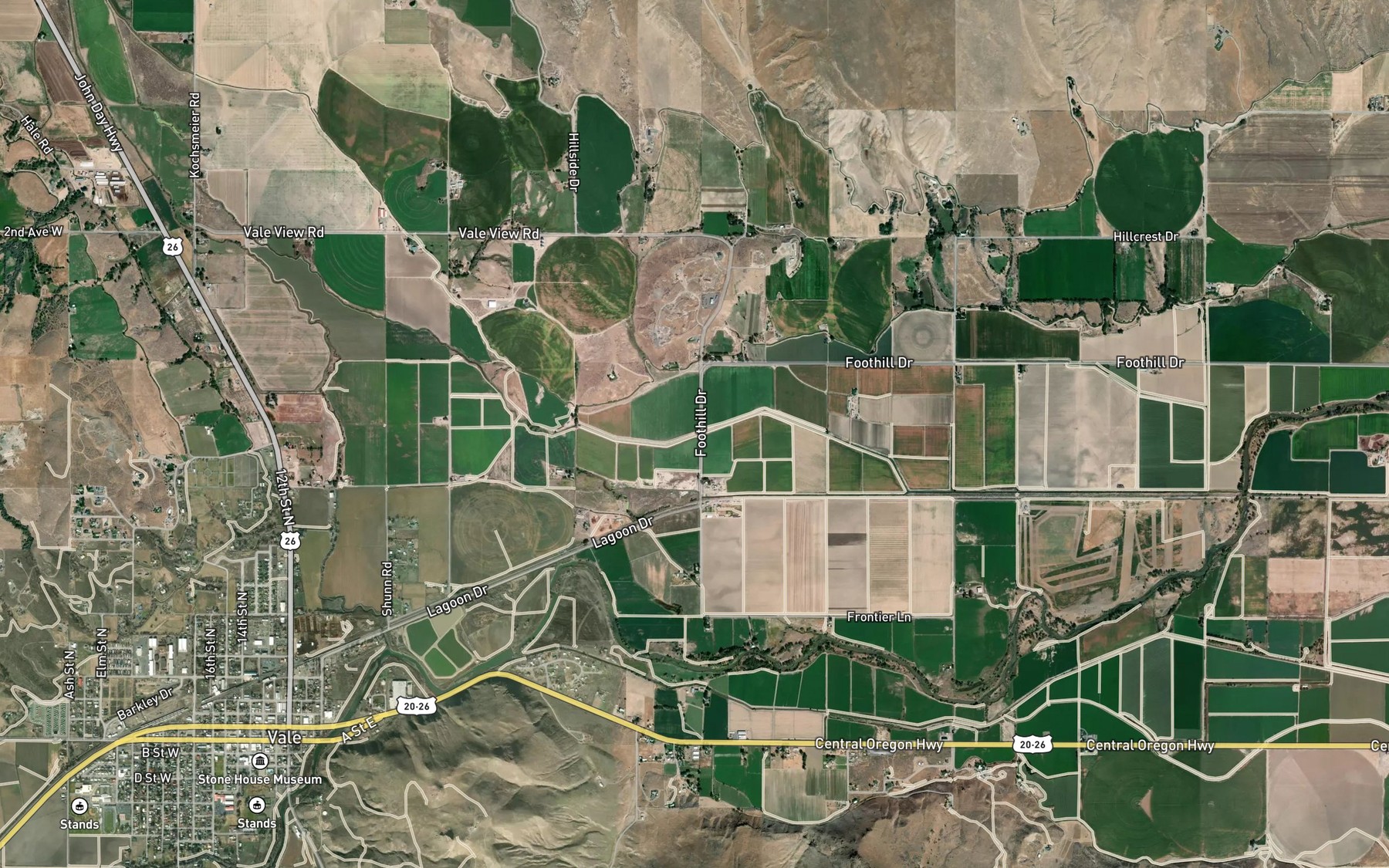 Satellite map of the Hope Drain