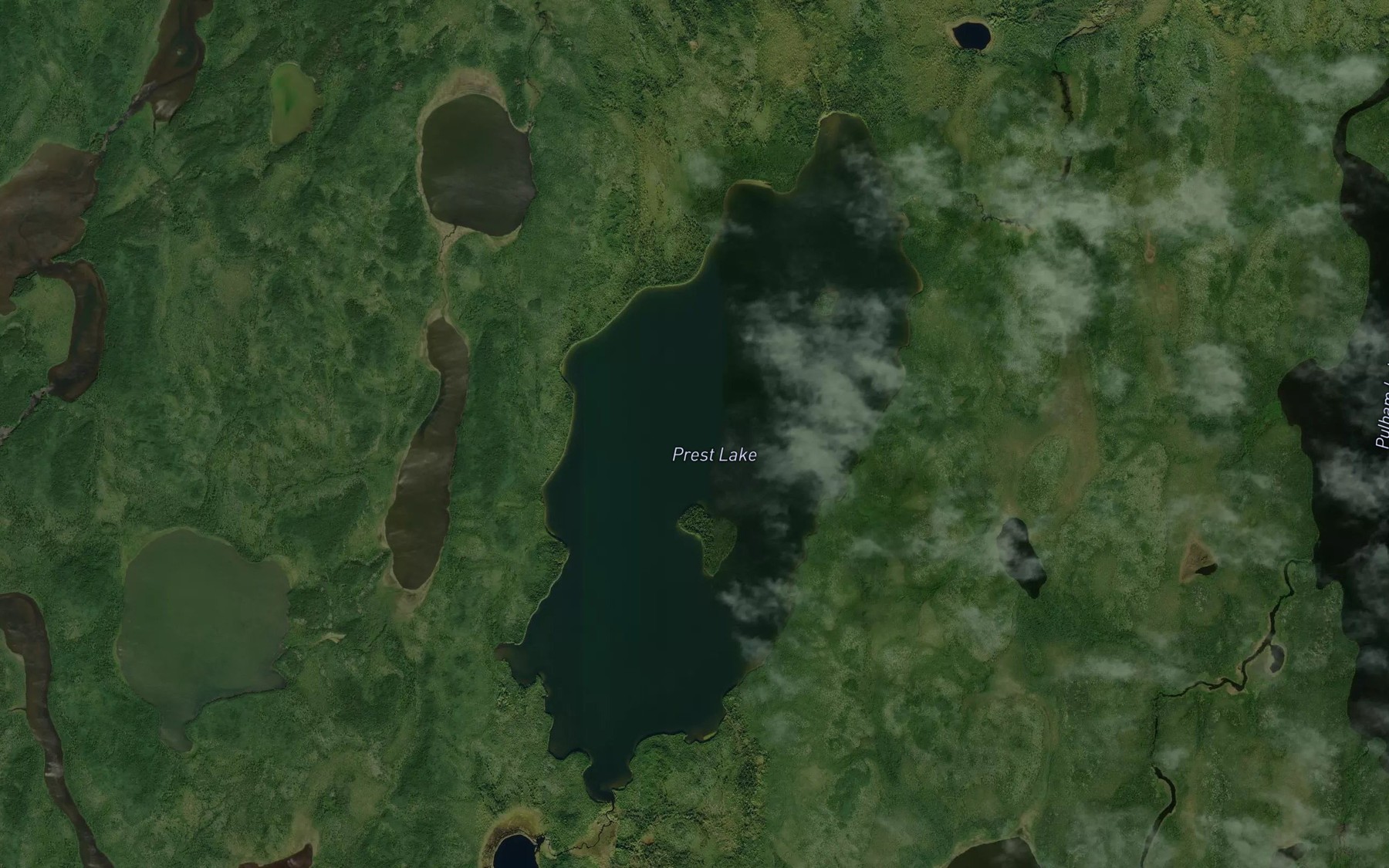 Satellite map of the Prest Lake