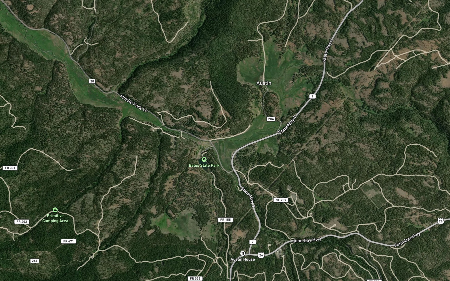 Satellite map of the Clear Creek