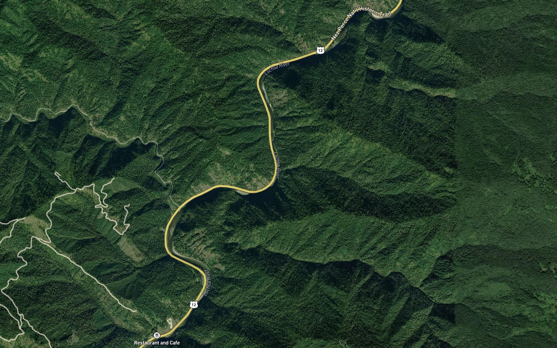 Satellite map of the Cat Creek