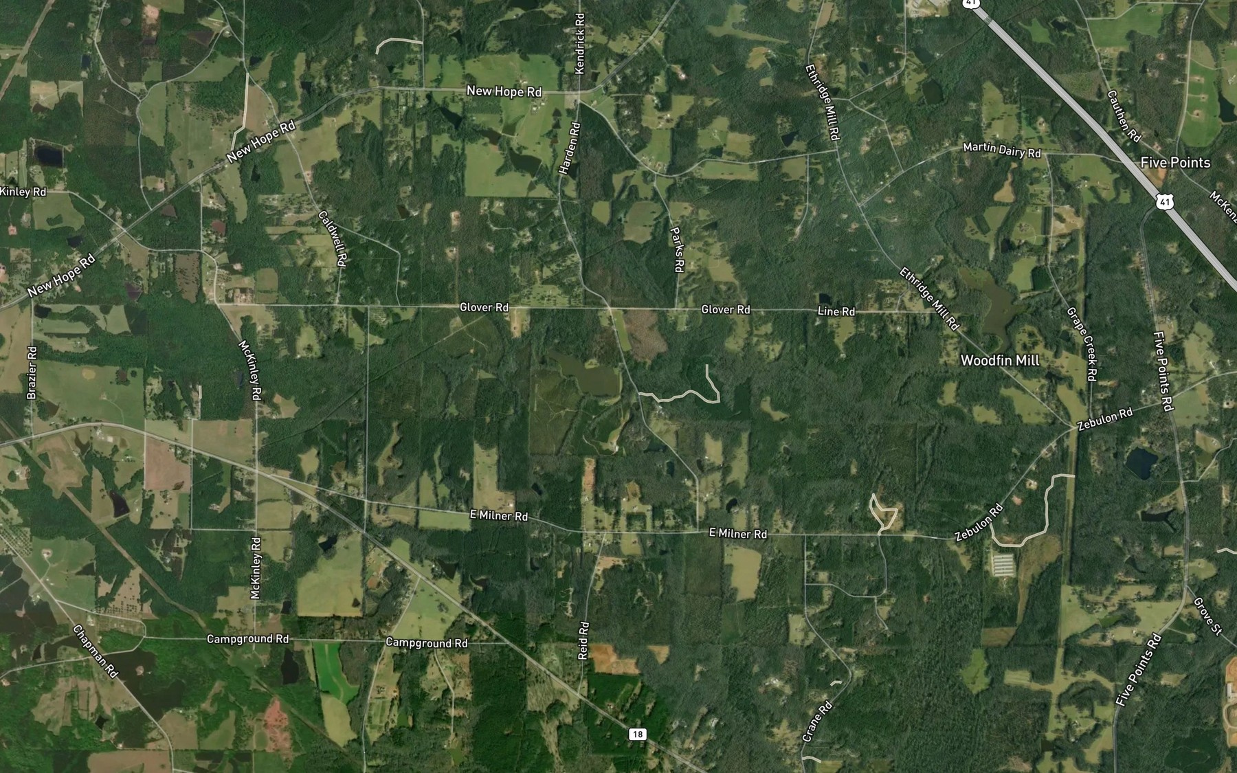 Satellite map of the Harden Lake