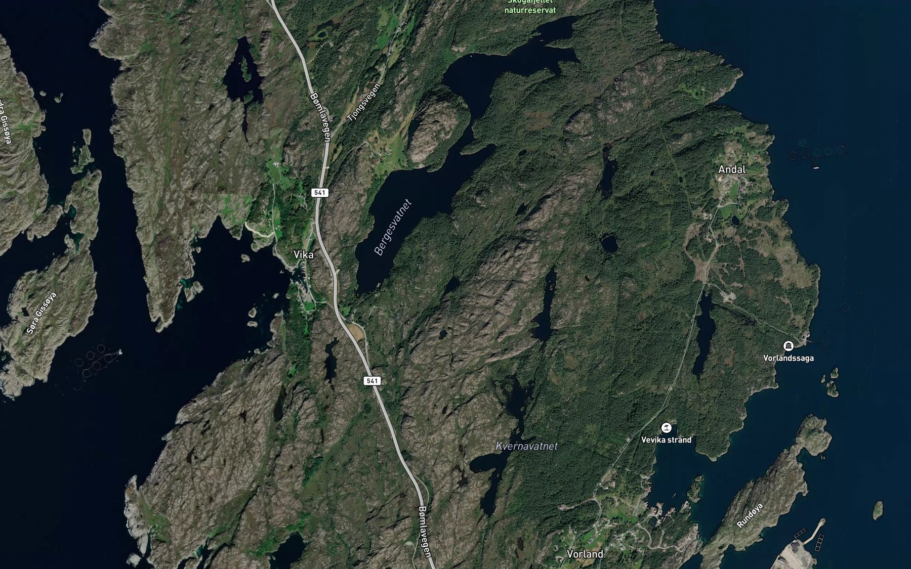 Satellite map of the Ramnabergtjorna