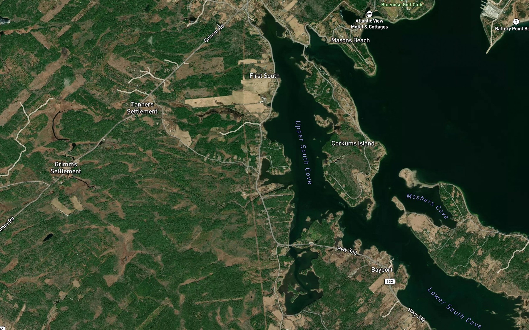Satellite map of the Levys Cove