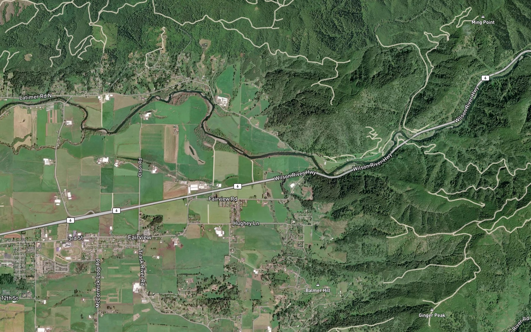 Satellite map of the Donaldson Creek