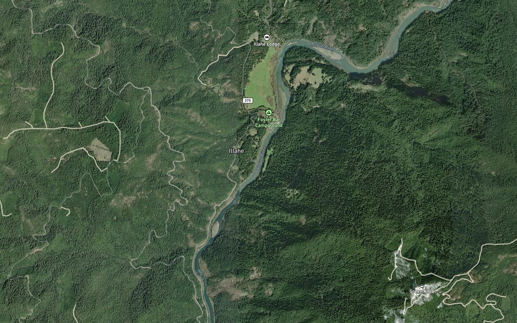 Satellite map of the Illahe Riffle