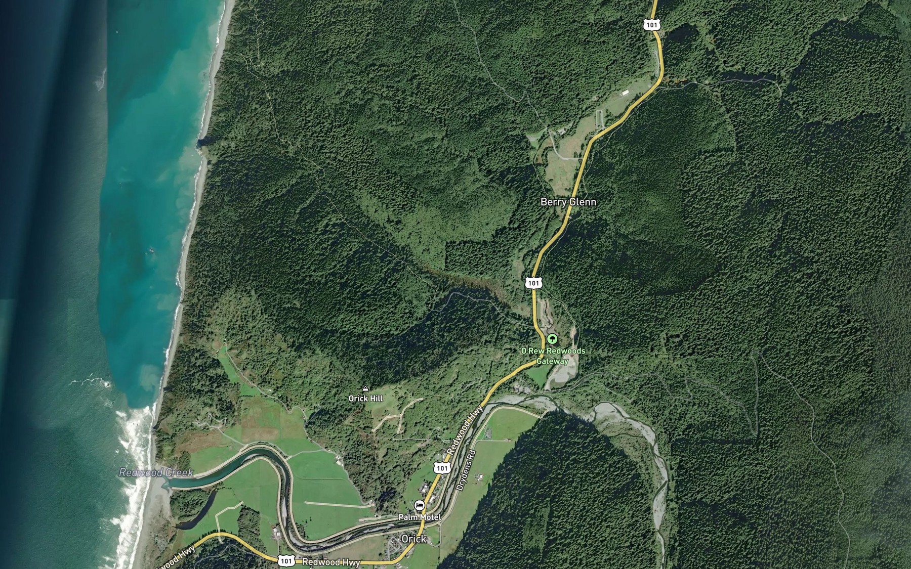 Satellite map of the Johnson Creek