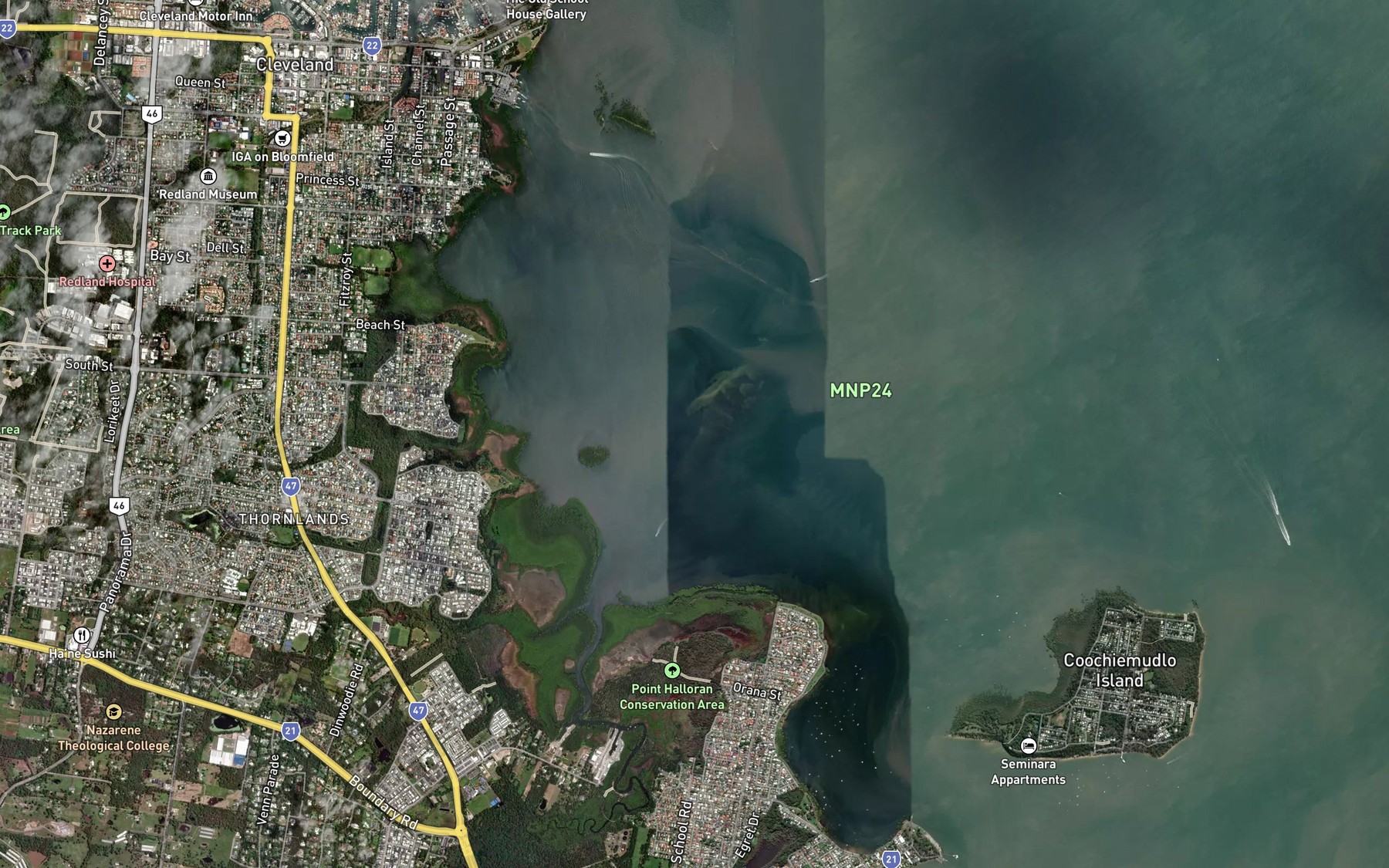 Satellite map of the Cox Bank