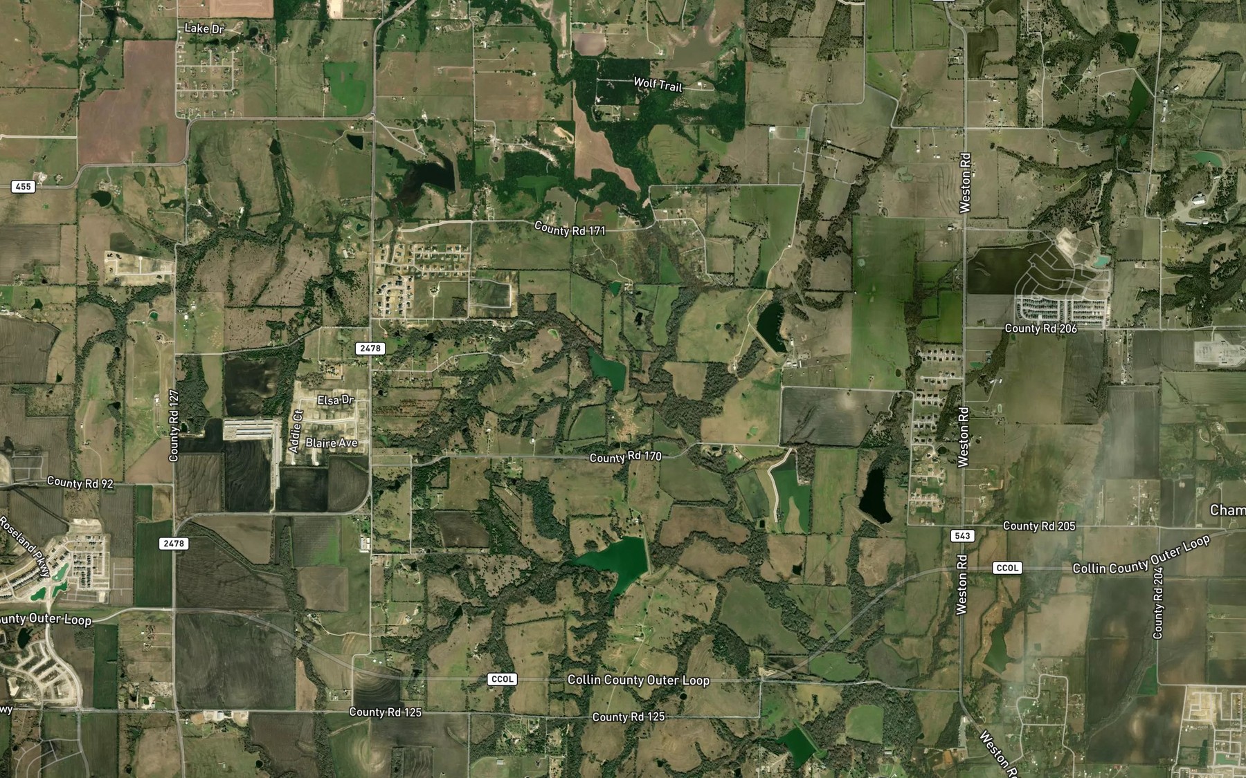 Satellite map of the Soil Conservation Service Site 9 Reservoir