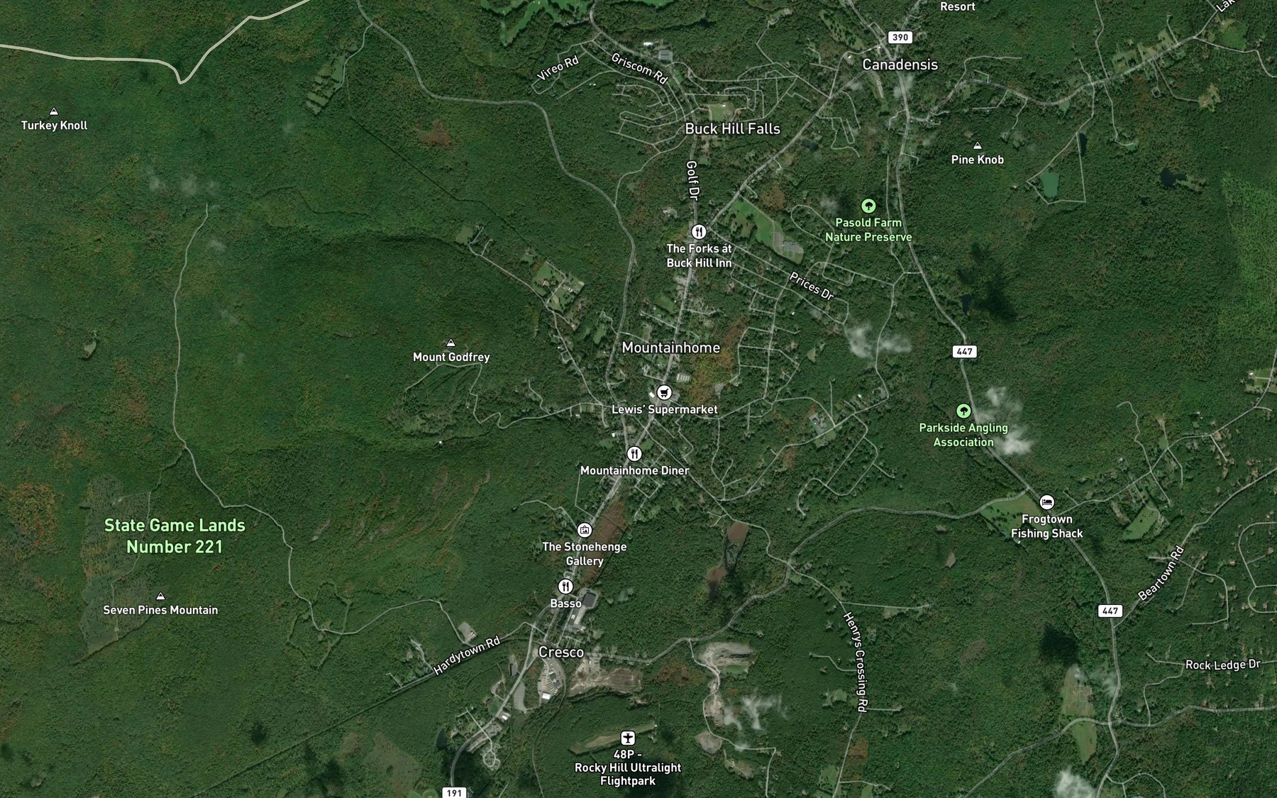 Satellite map of the Rattlesnake Creek