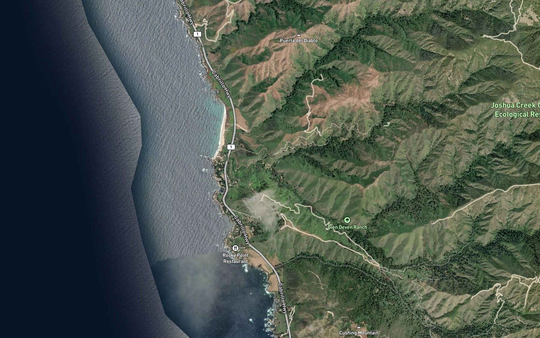 Satellite map of the Joshua Creek