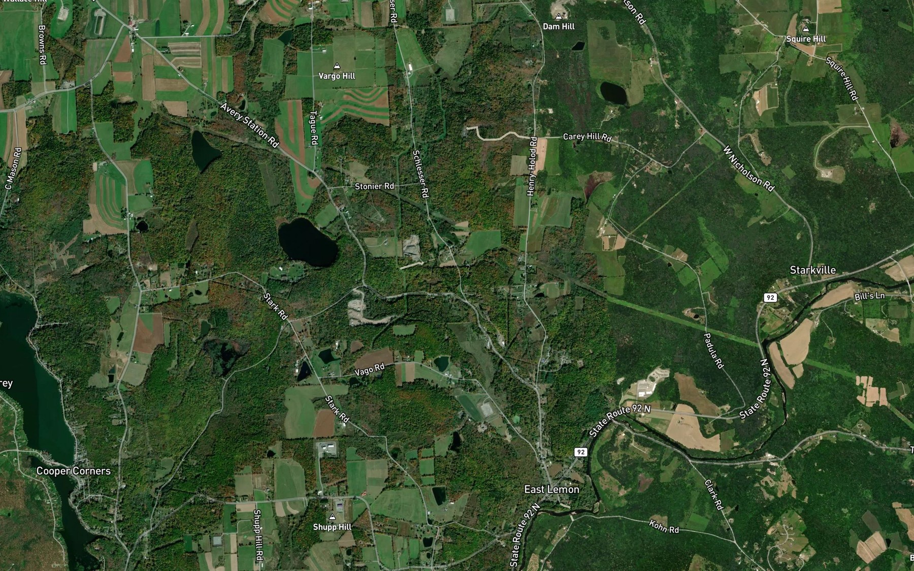 Satellite map of the Horton Creek