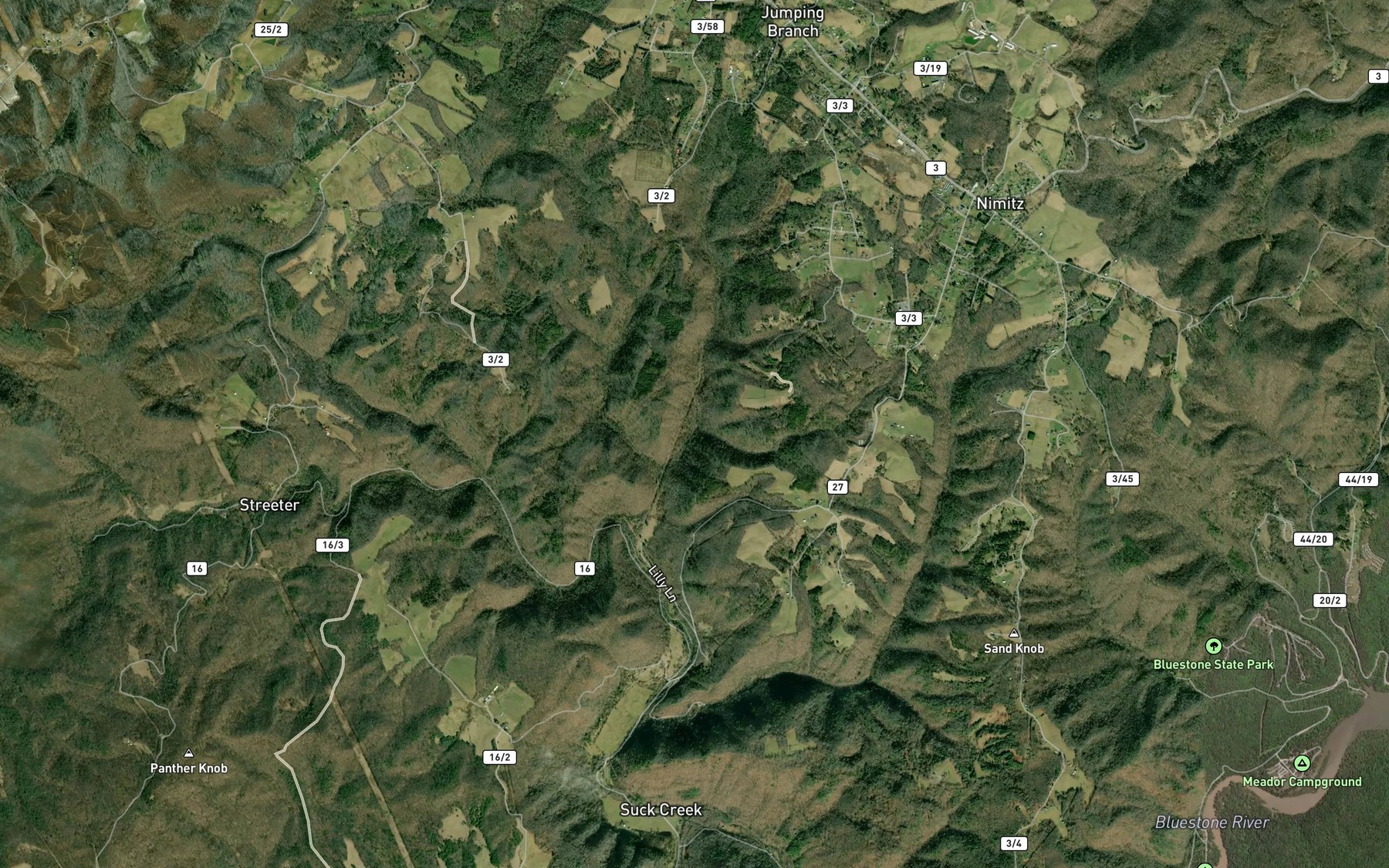 Satellite map of the Spranklin Creek