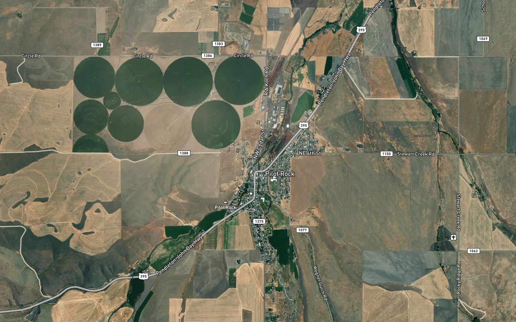 Satellite map of the East Birch Creek