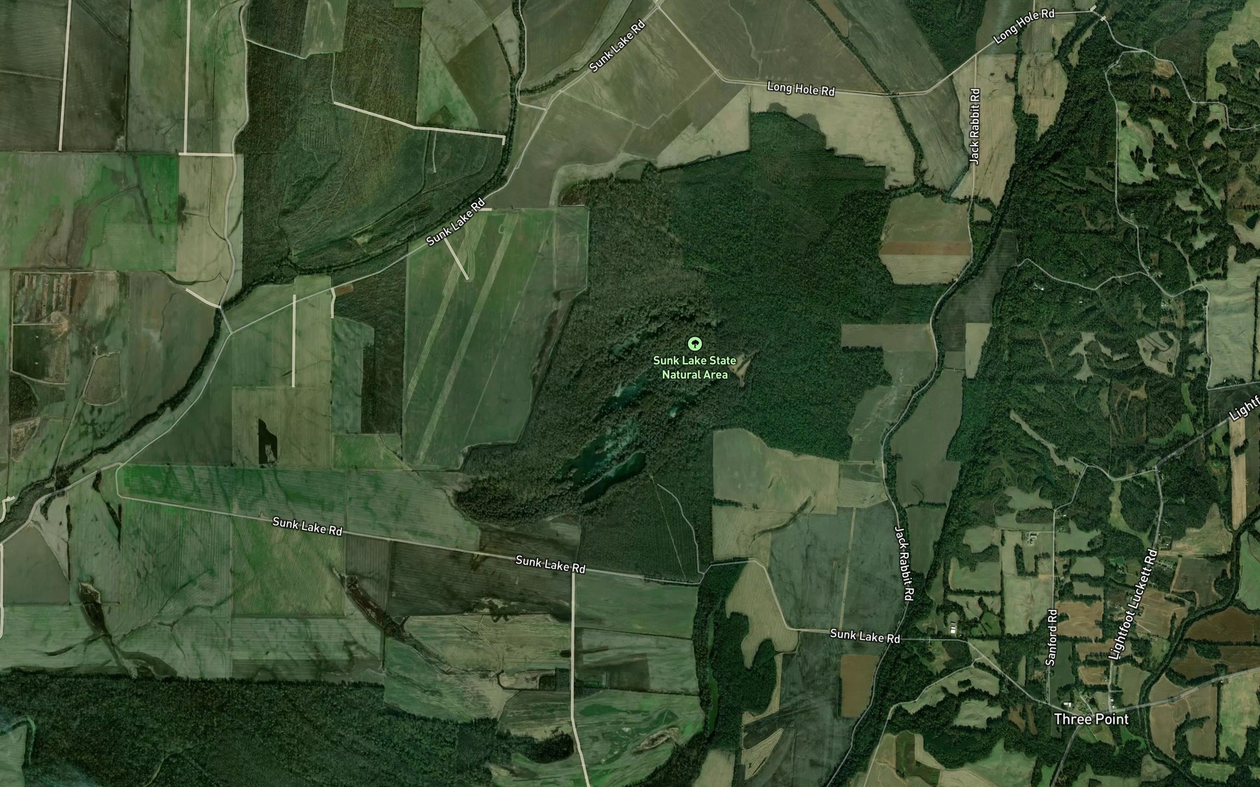 Satellite map of the Sunk Lake