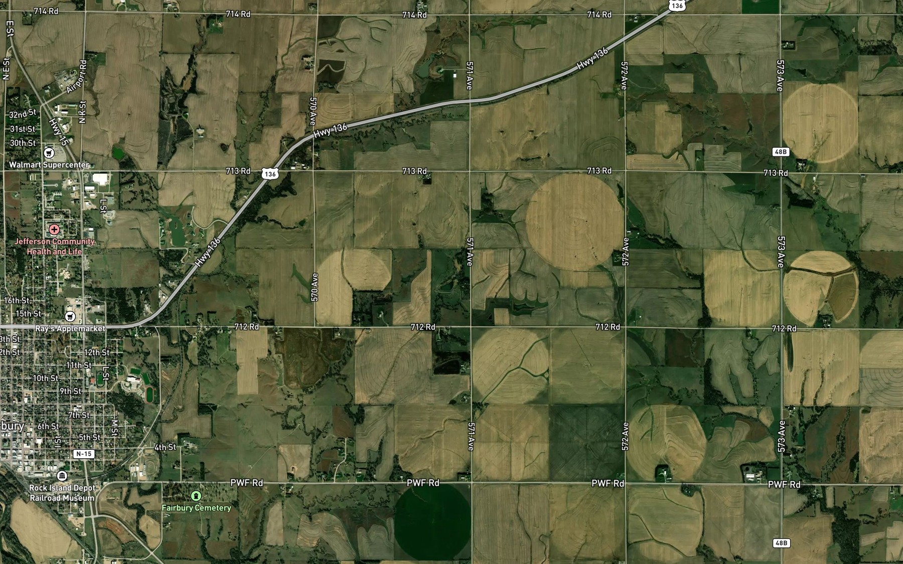Satellite map of the Frederick Reservoir