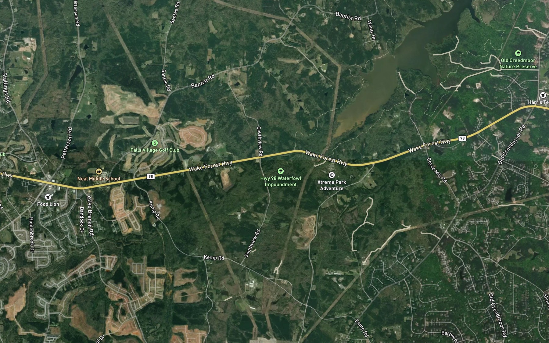 Satellite map of the Rocky Branch