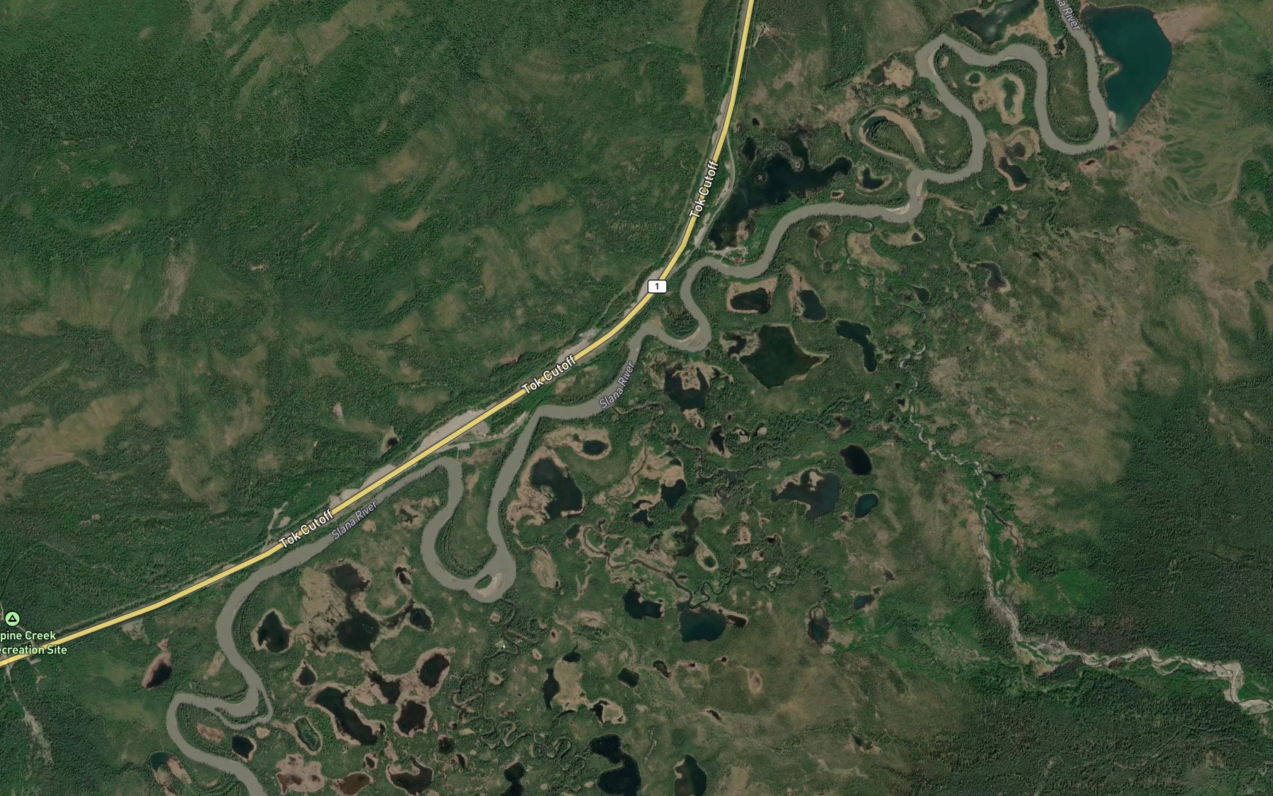 Satellite map of the Suslota Creek