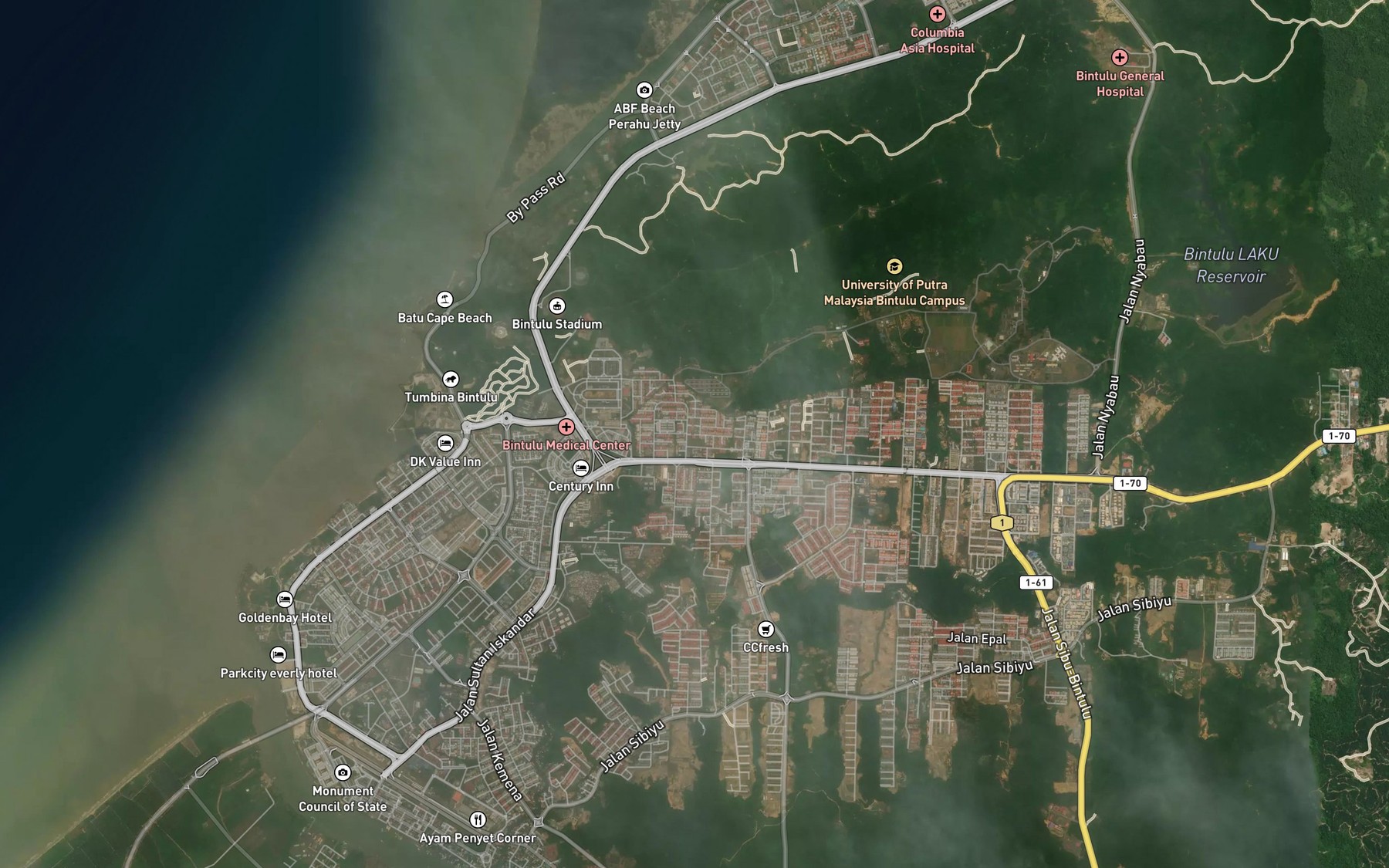 Satellite map of the Sungai Kebow
