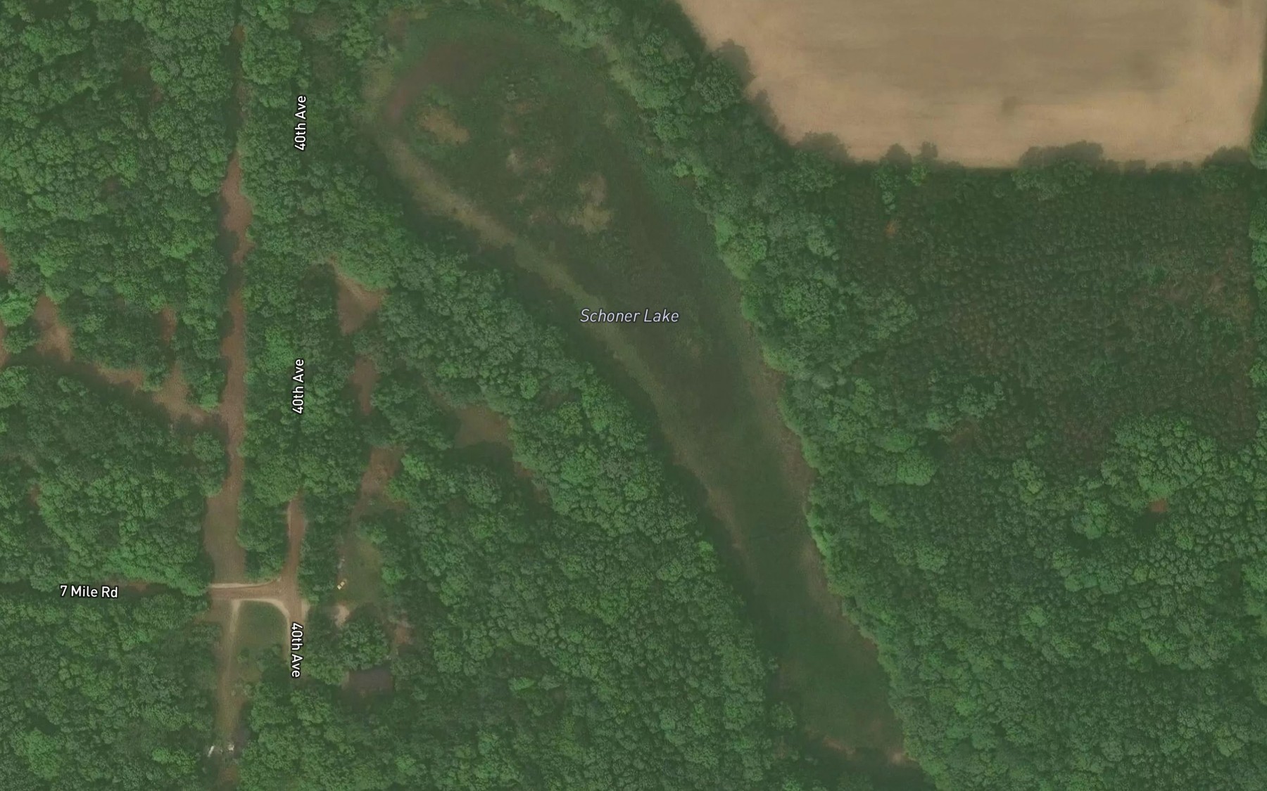 Satellite map of the Schoner Lake