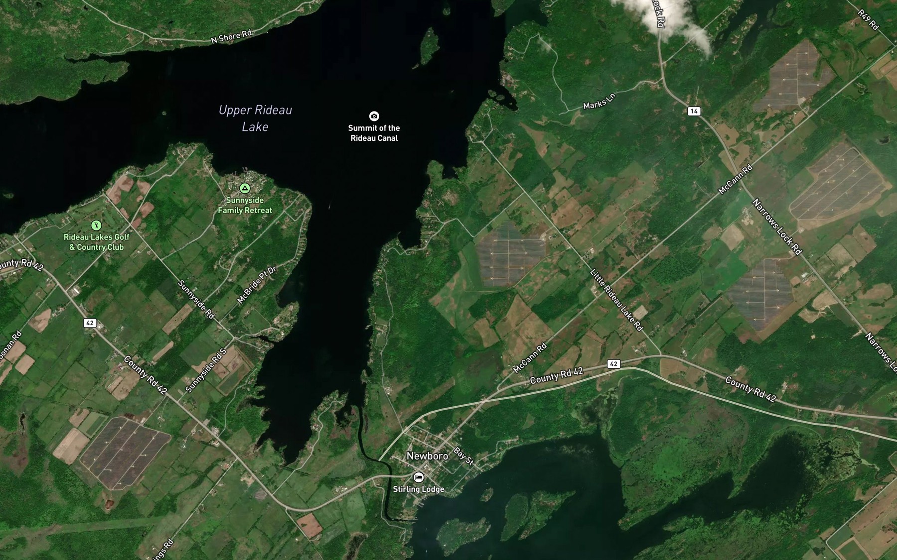Satellite map of the Pipers Bay