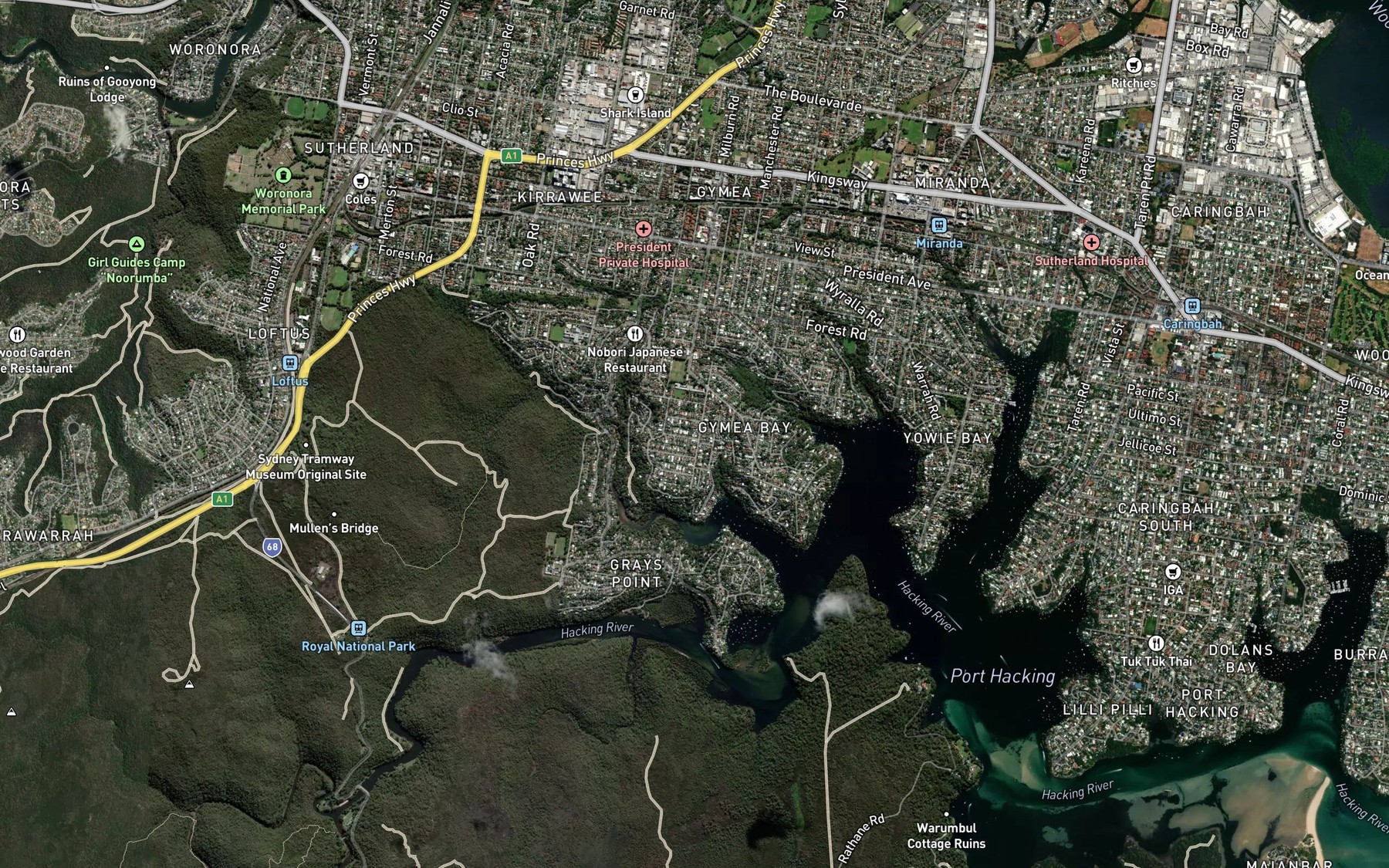 Satellite map of the North West Arm