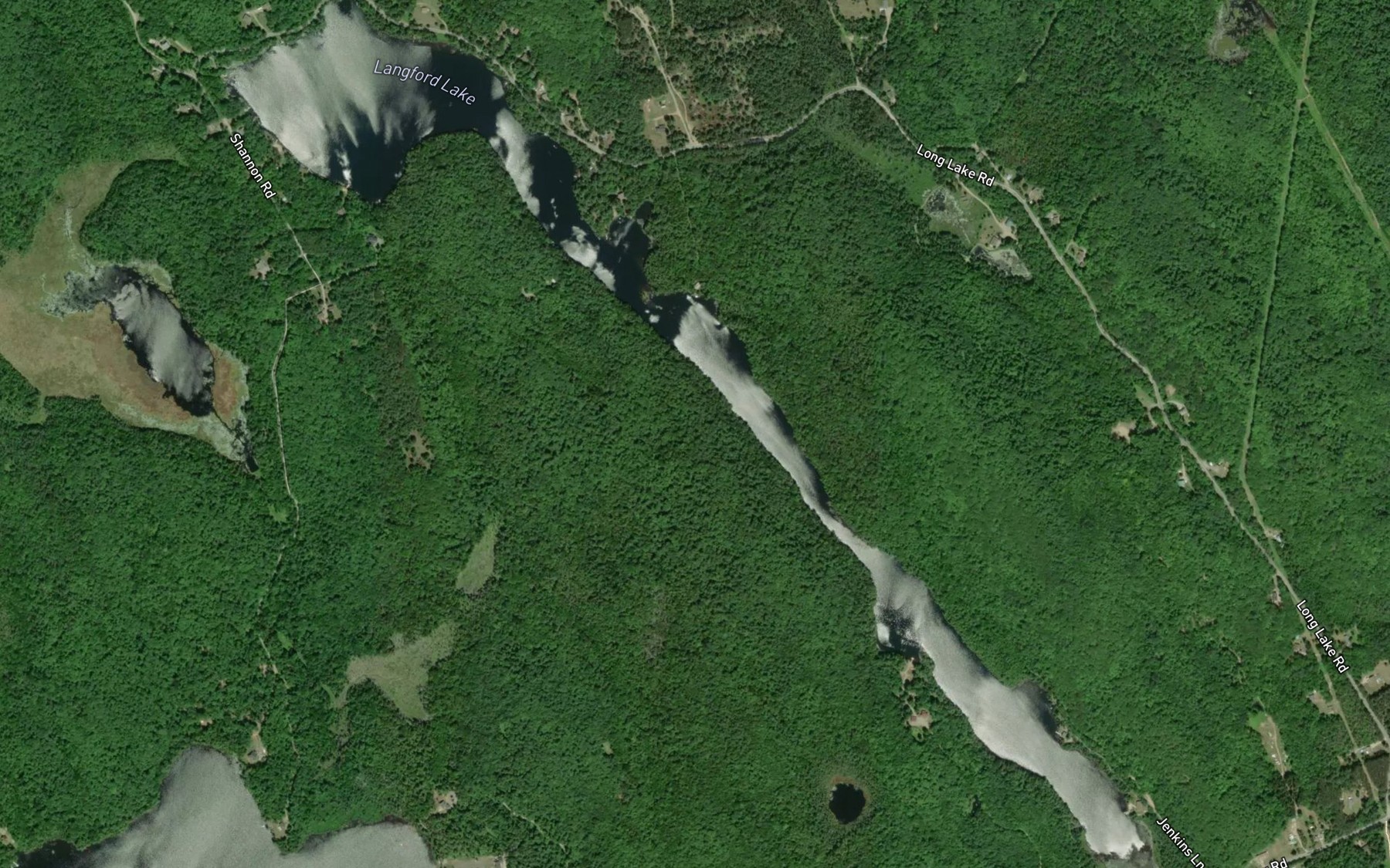 Satellite map of the Langford Lake