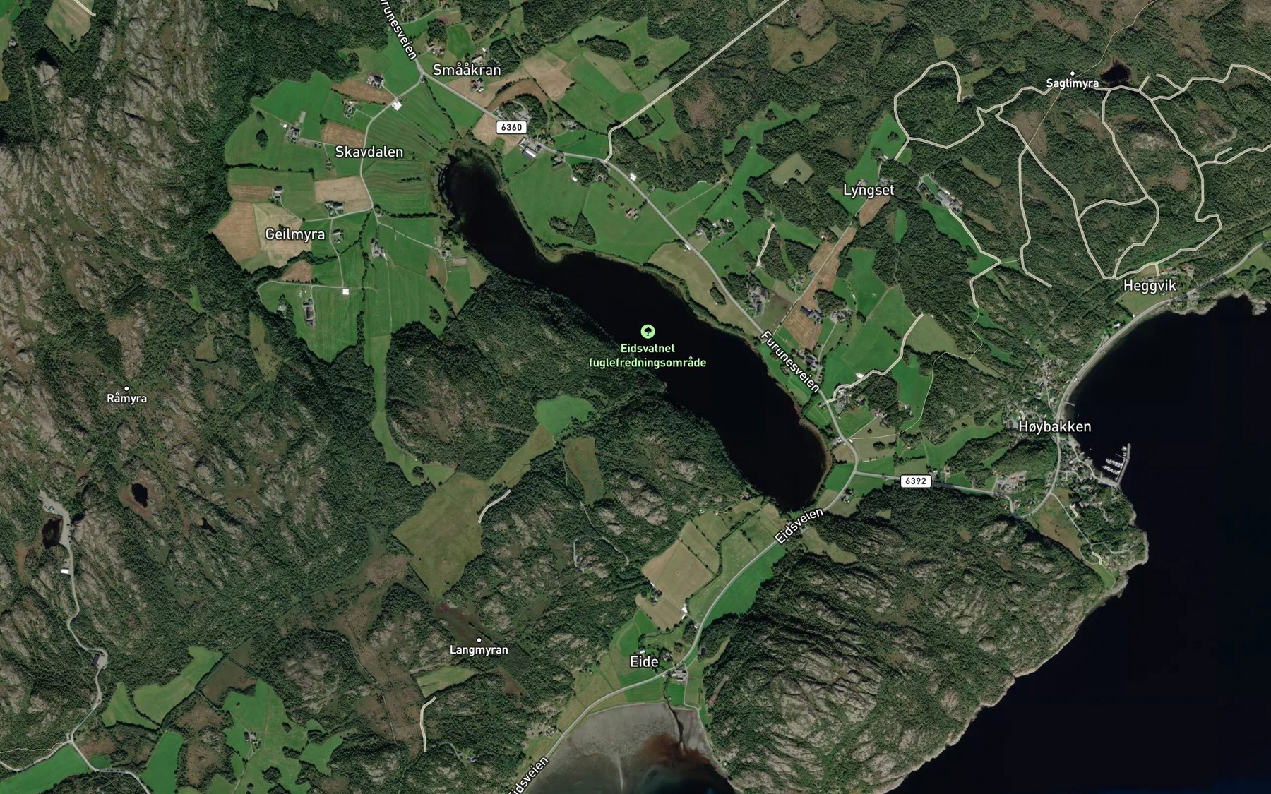 Satellite map of the Heggdalsbekken
