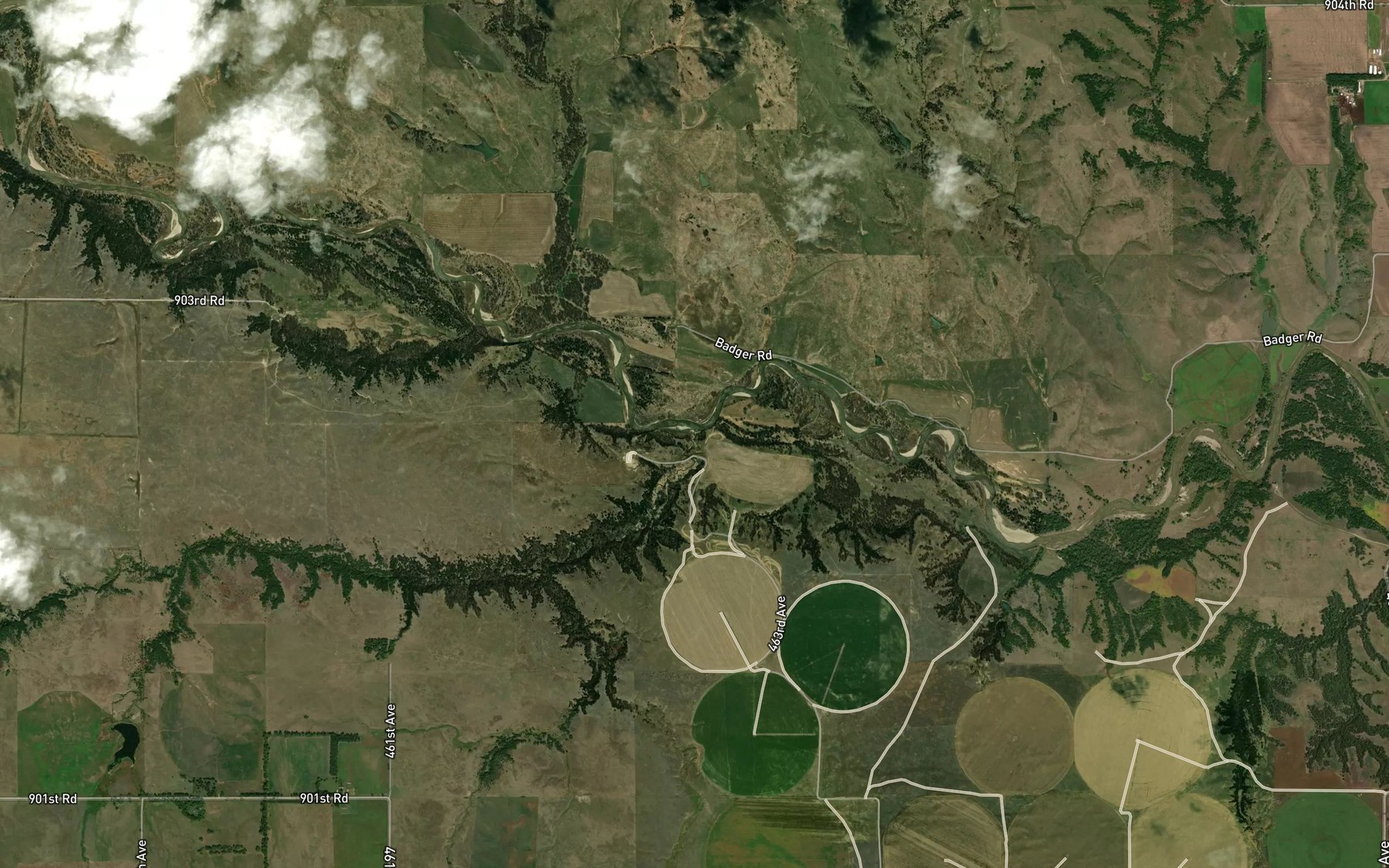 Satellite map of the Oak Creek