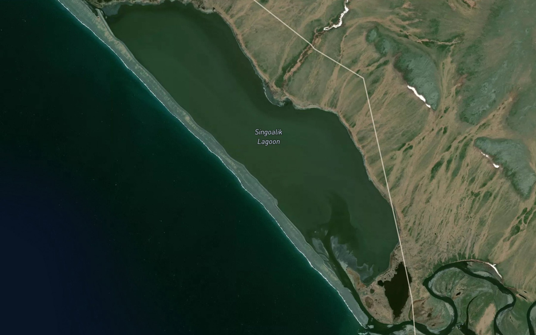 Satellite map of the Singoalik Lagoon