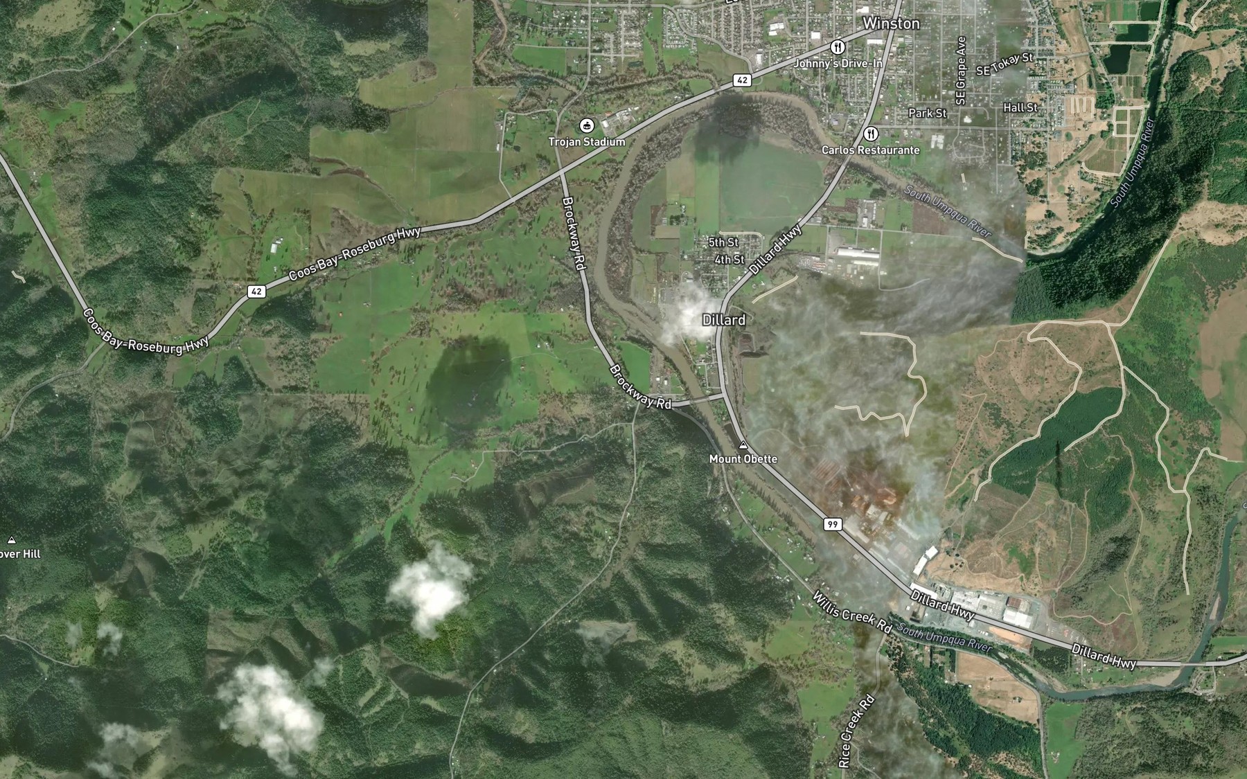 Satellite map of the Squaw Creek