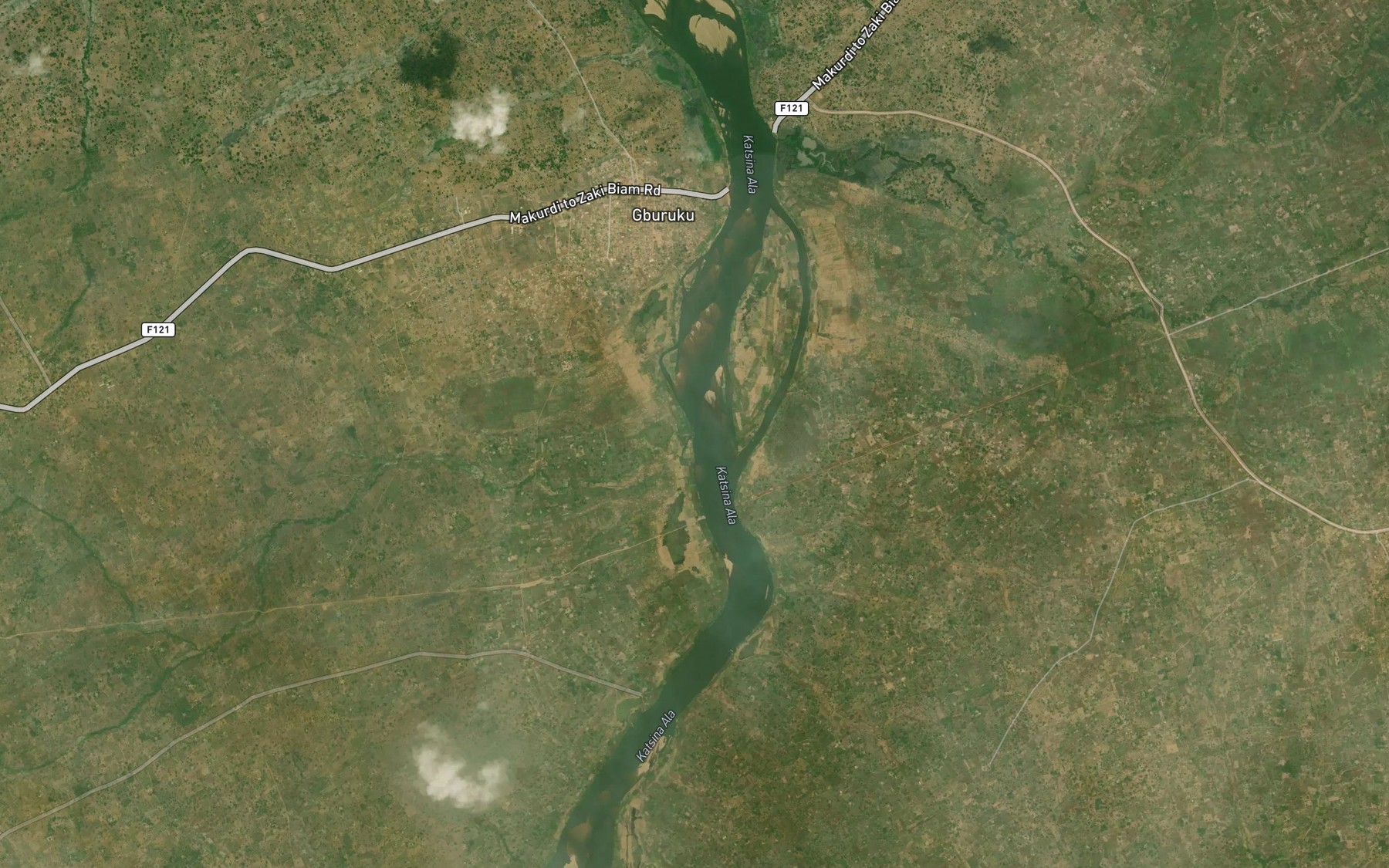 Satellite map of the River Aginde