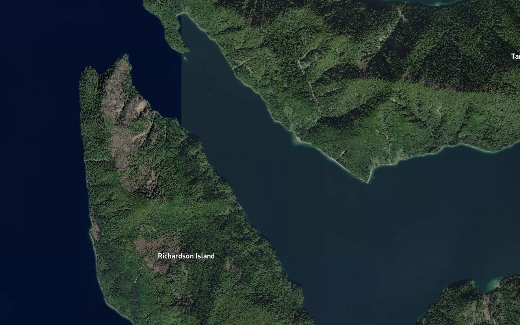 Satellite map of the Tanu Passage